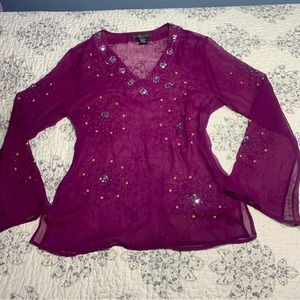 Purple sheer long sleeve whimsygoth top